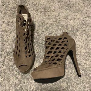 G by guess grey suede heels size 6